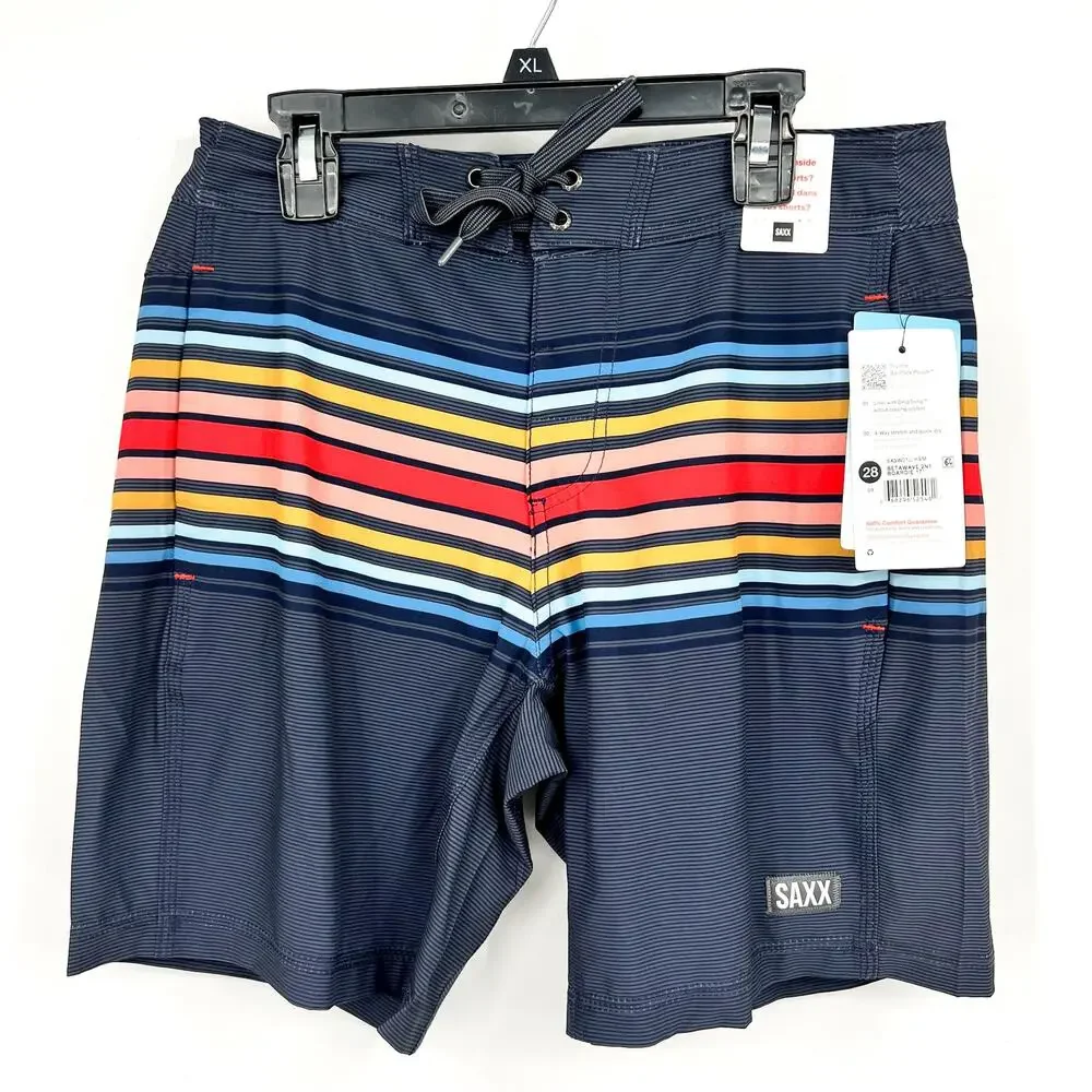 SAXX Betawave 2n1 Swim Board Shorts Size 28 Blue Stripe 7